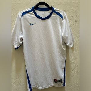 Nike Team Dri-fit Men's Jersey T-shirt Sports Size S White with blue strip